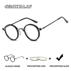 CRIXALIS Fashion Round Prescription Customized Glasses Men Women Anti Blue Photochromic Myopia Optical Eyewear Reading Eyeglasse