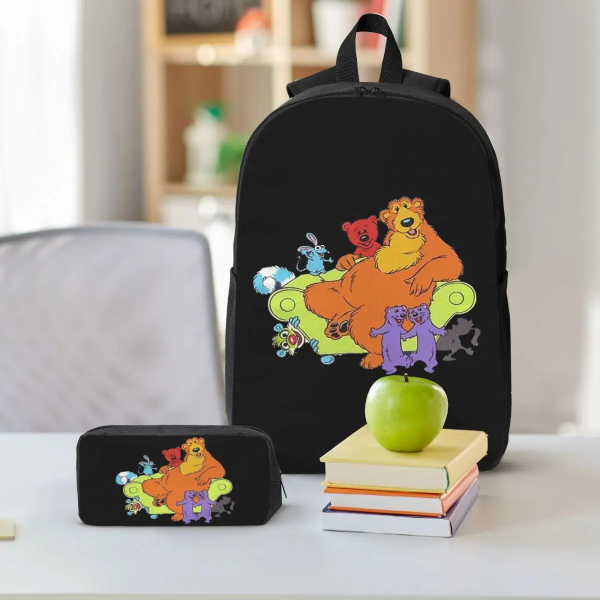 Family Bear In The Big Blue House 90 Tutter Backpack BookBag School Bag Shoulder Bags 3ps Insulated Lunch Bag Pencil Case