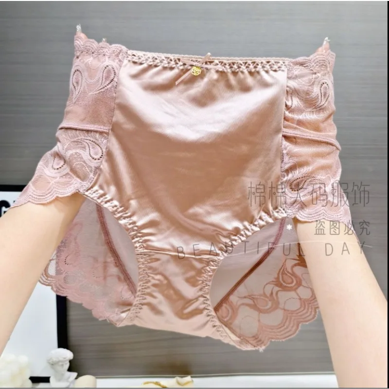 Light Luxury High Waist Explosive Non-trace Personality Lace Underwear Fat Mm Large Size 200 Pounds New Thin Elastic Sexy 2025