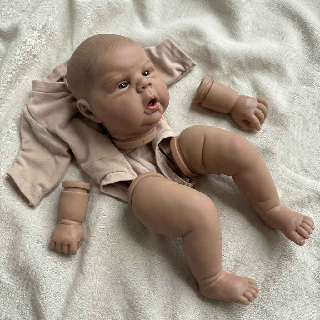 NPK 22inch Gounchi Reborn Doll Kits Dark Brown Painted Hair Included Cloth Body