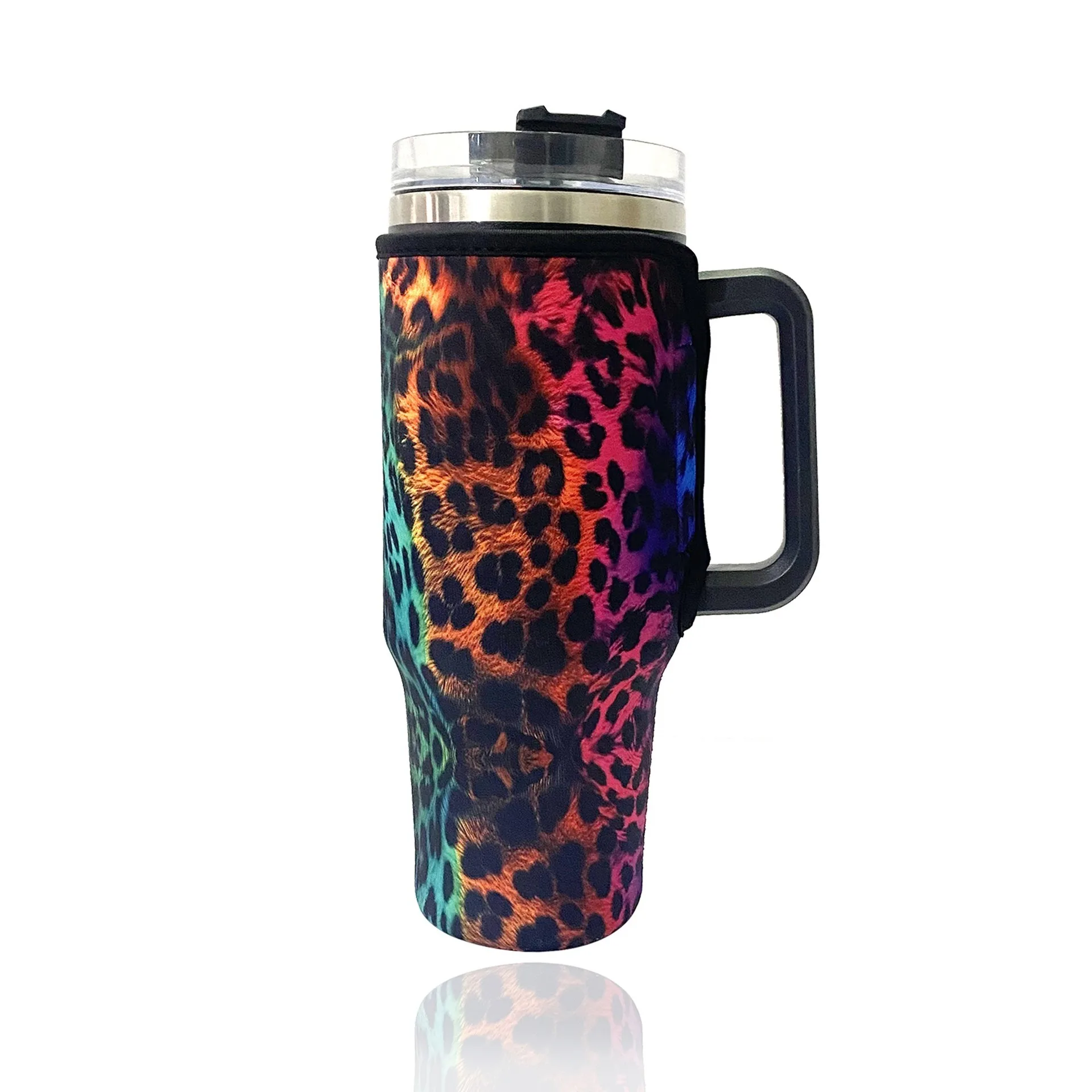 Fashion Insulated Cup Cover 40oz Waterproof Cup Sleeve Leopard Print Protect Bottle Covers for Traveling