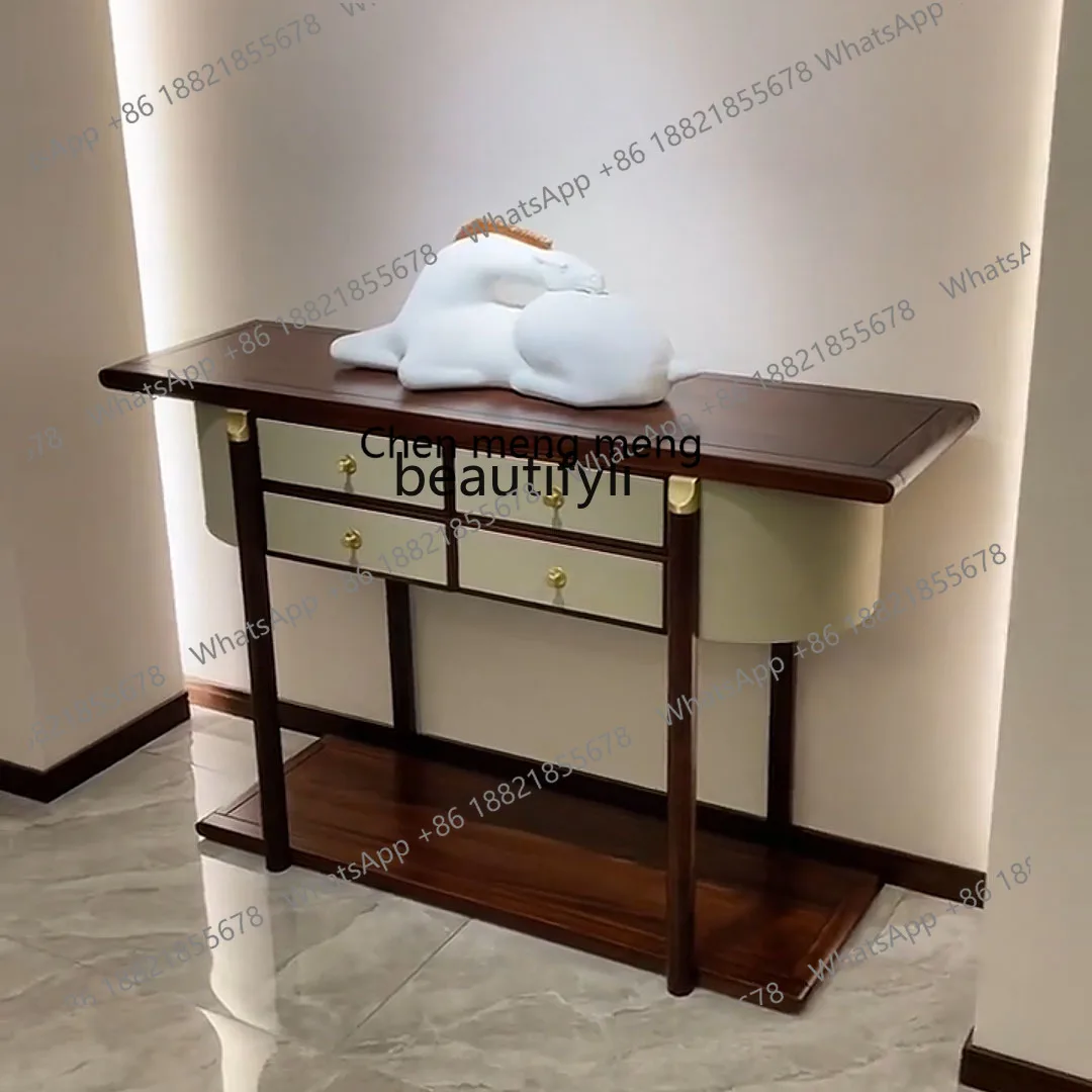 E153 New Chinese ebony entrance table light luxury style home against the wall end view table solid wood strip case