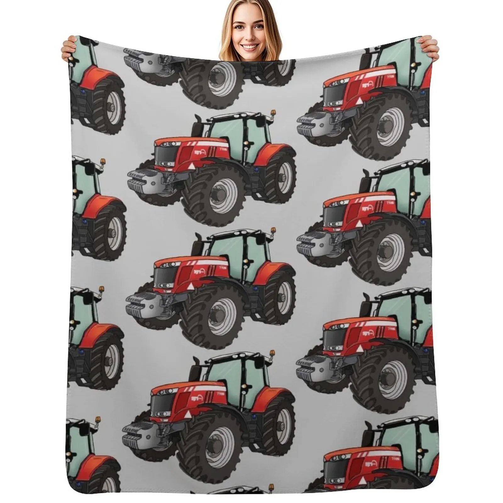 Tractor Red Tractor Drawing Throw Blanket Cozy Throw Blanket Birthday Gift for Him Her
