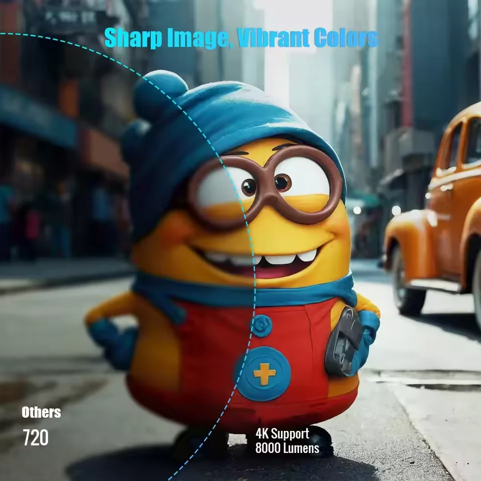 KaiAqua K6 Max جهاز عرض صغير 4K DLP ذكي واي فاي أندرويد 11.0 LED 1080P أجهزة عرض المسرح المنزلي الخارجية مع ميكروفون كاريوكي