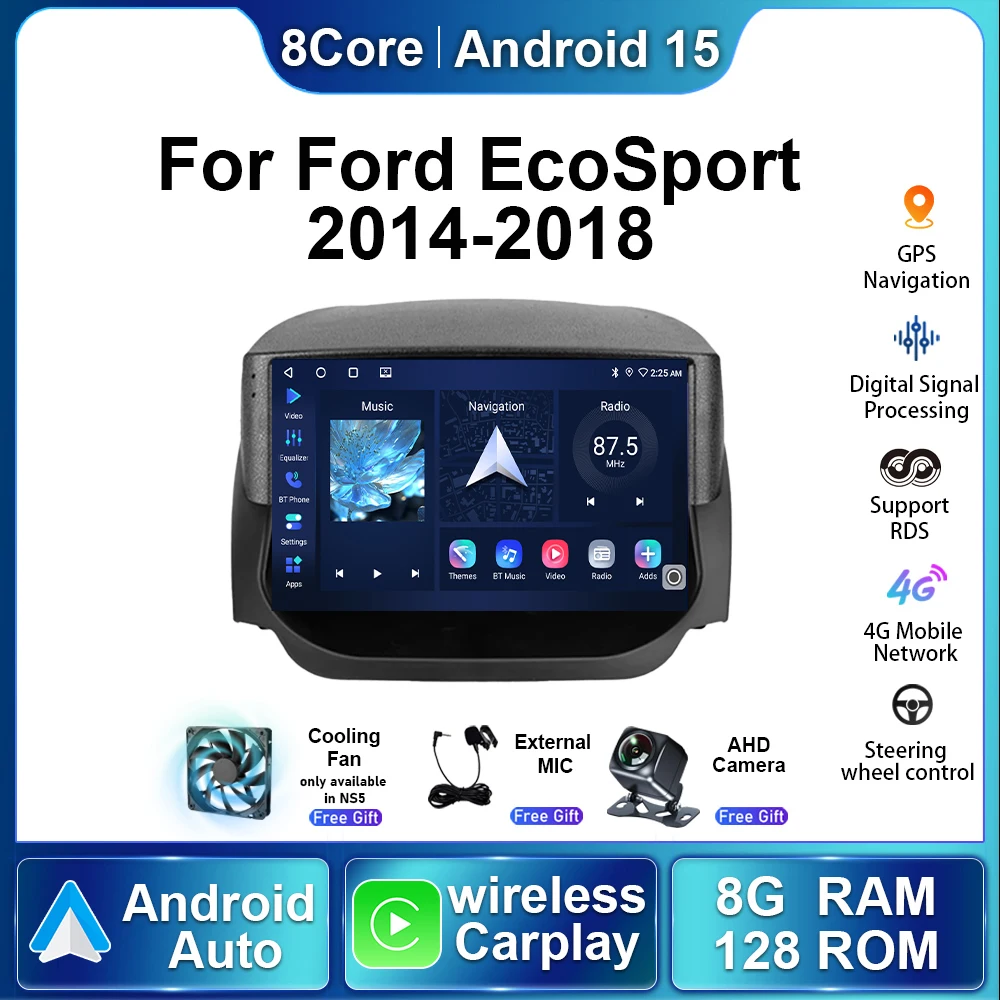 

Беспроводное автомобильное радио Carplay для Ford EcoSport Eco Sport 2014-2018 Android15 авторадио мультимедийный плеер стерео навигация GPS