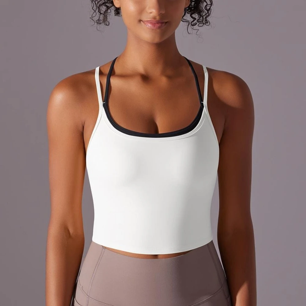 MIML-Sujetador deportivo de nailon de doble capa con espalda cruzada para mujer, ropa interior Sexy para correr, Fitness, Yoga, Top corto