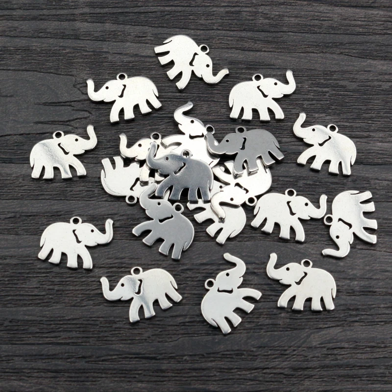 30pcs 15x10mm No Fade Charms 316 Stainless Steel Elephant Charms handmade Craft pendant Jewelry Making,DIY for necklace