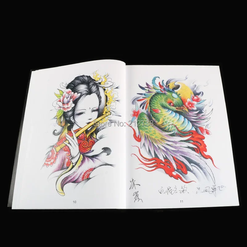 A4 Traditional Tattoo Flash Book KOI Dragon Skull Hannya Gril Elephant Bano Tattoo Books 80 pagine spedizione gratuita