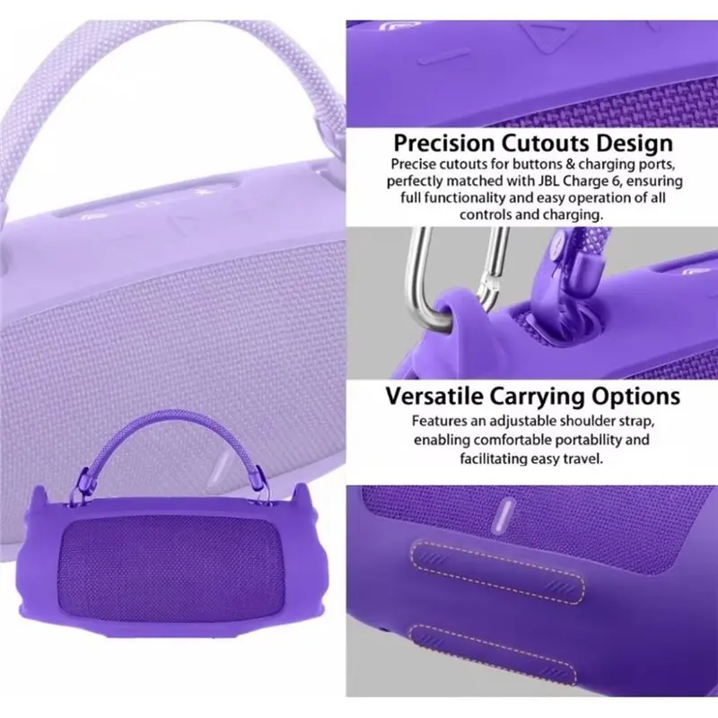 Silicone Speaker Case With Shoulder Strap Splash-Proof Protective Sleeve Dirt-Proof For Charge 6 Speaker