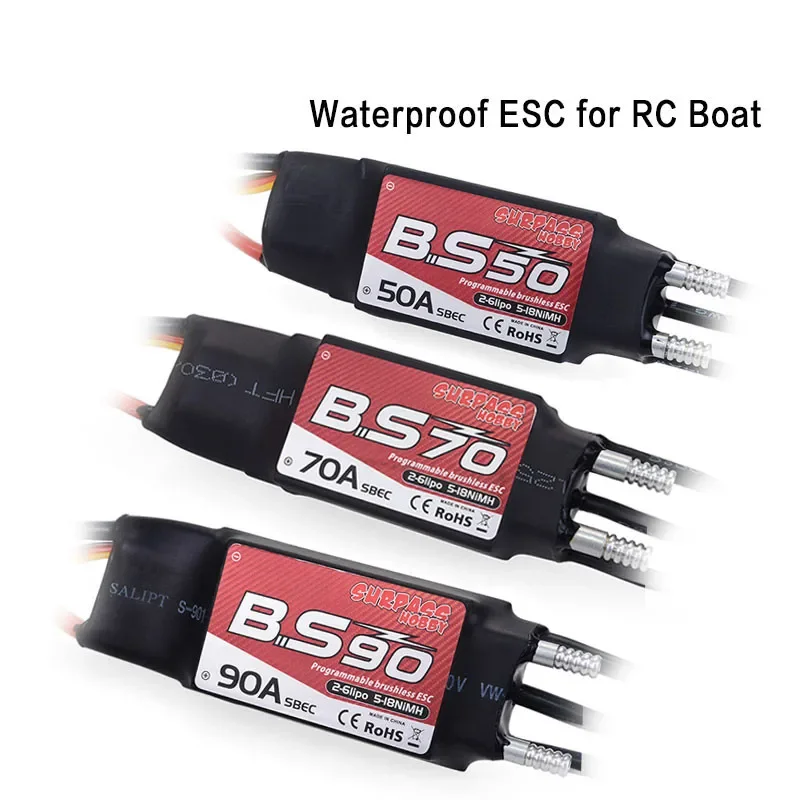 

Waterproof 90A 70A 50A Boat Brushless Electric Speed Controller 2-6S Lipo BEC 5.5V/5A Programming Card For 2948 3660 3670 Motor