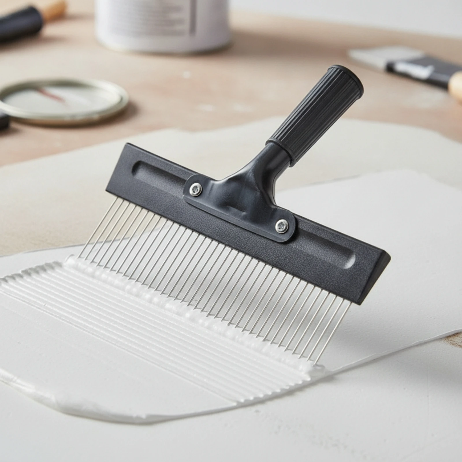 Stainless Steel Tooth Comb Long-Lasting Tooth Comb with Plastic Handle Texture Tool Hand-Held Ergonomic for Decorators