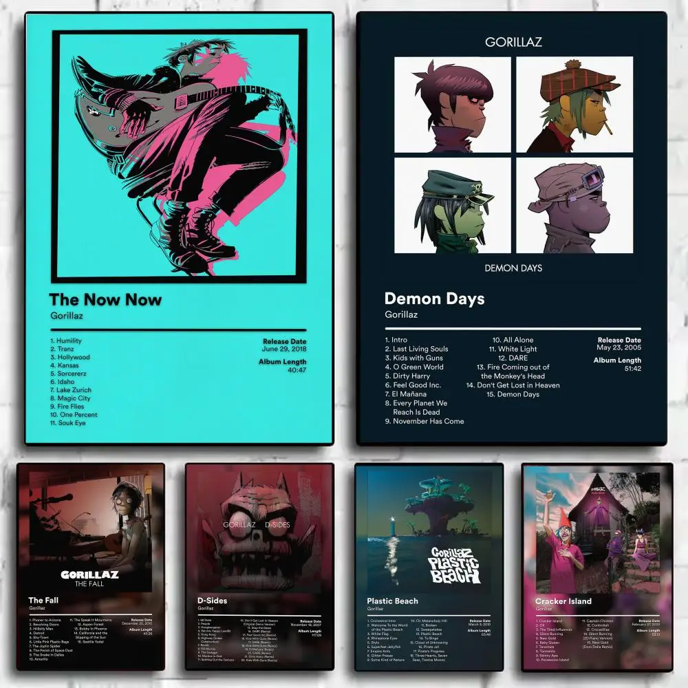 Virtual Band G-Gorillaz Poster Modern Minimalist Wall Art Prints for Bedroom Living Room Room Decor Aesthetic Gift