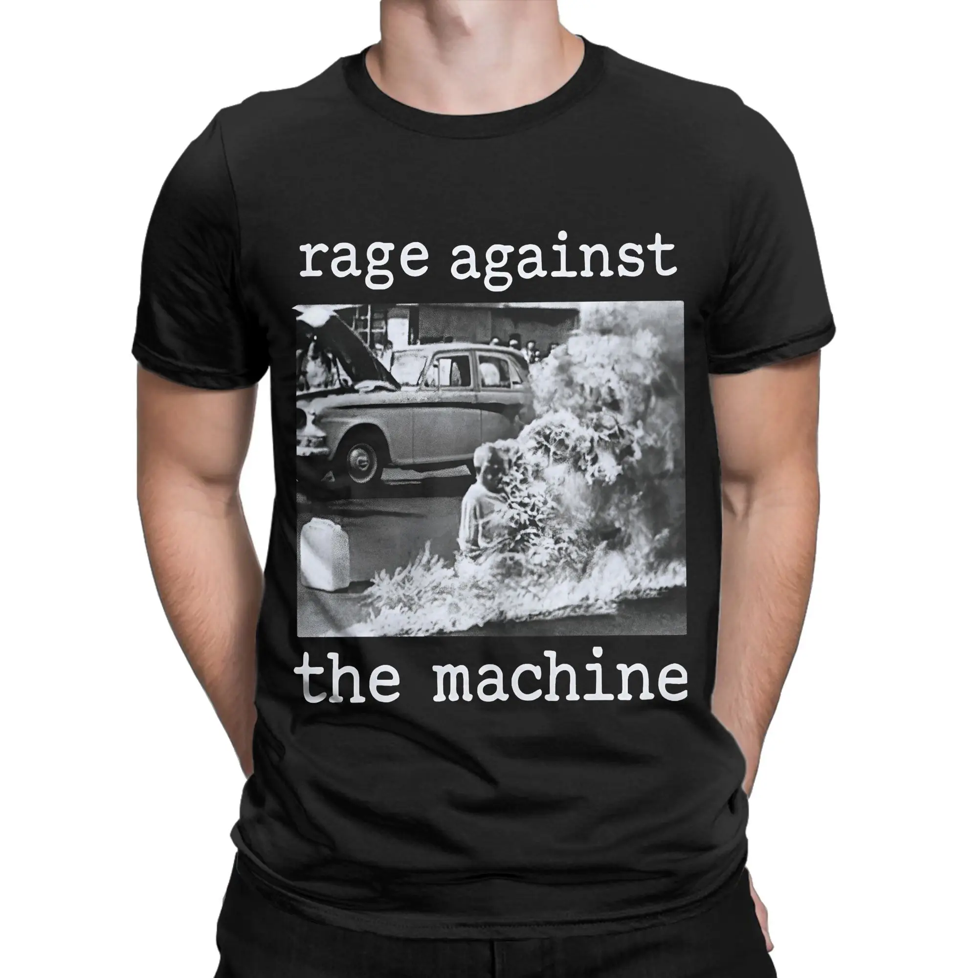 Men Rage Against The Machine  T Shirt  Pure Cotton Tops Novelty Short Sleeve Crew Neck Tee Shirt Gift Idea T-Shirt