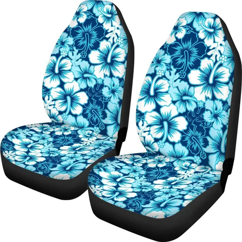 Coloranimal Hawaiian Hibiscus Flower Car Seat Covers 2 Pcs Universal Fit Front Car Interior Seat Protectors Polyester Fabric