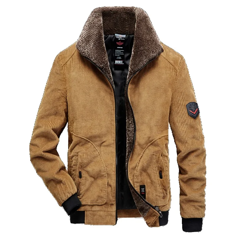 

Winter Jacket Men's Male Thermal Windbreaker Plus Size Men's Warm Winter Corduroy Jackets and Coats Fur Collar Casual