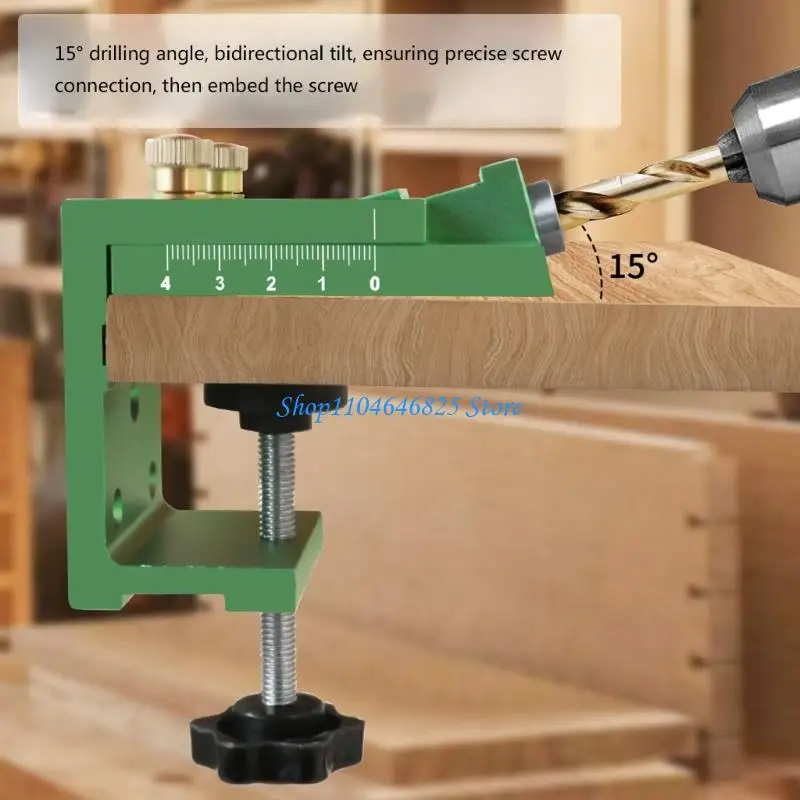 Adjustable Pocket Hole Jig 15Degree Locator with Screws Wrench Plugs for Precise Woodworking Projects