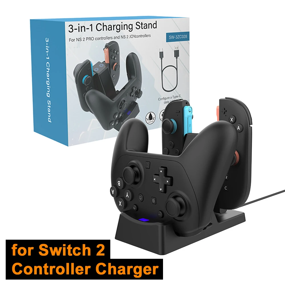 

Док-станция для быстрой зарядки для Switch 2 Pro и контроллера Joy-Con, зарядное устройство для геймпада со светодиодным индикатором для Switch 2, аксессуары