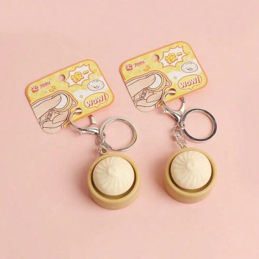 1pcs creative decompression Xiaolongbao button pinch key chain decompression ventilator key chain small pendant birthday gift christmas gift halloween gift easter gift perfect gift gift