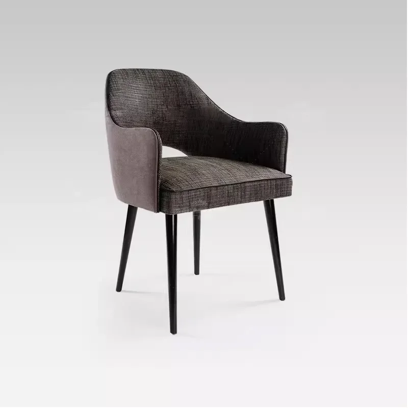 Hotel reception and negotiation leisure chair, restaurant hotel box, room back dining chair, metal soft bag armrest chair