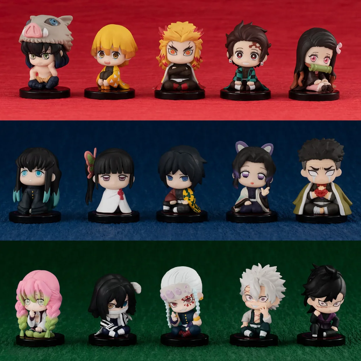 

Cute Demon Slayer Sitting pose Gashapon Figures Kamado anjirou Agatsuma Tomioka Giyuu Shinobu Kocho Uzui Tengen Collectible Toys