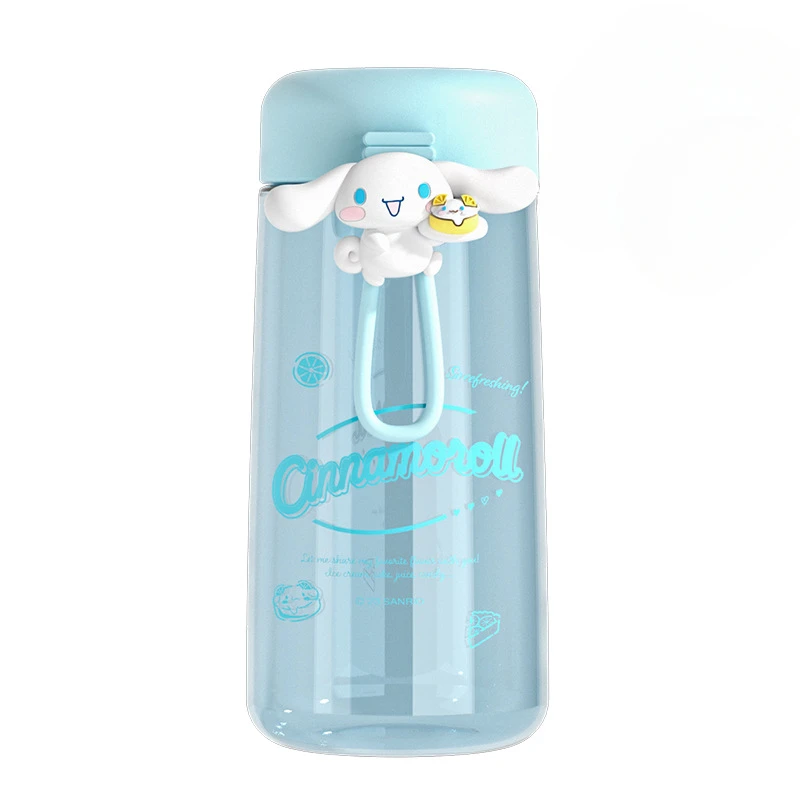 Botella de agua Sanrio Kawaii Kuromi Cinnamoroll, vaso de plástico de paja transparente, Tritan, Pochacco de Anime, regalo para el hogar, 350ML