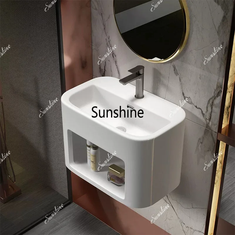 Integrated ceramic wall-mounted basin balcony suspended bathroom household small apartment