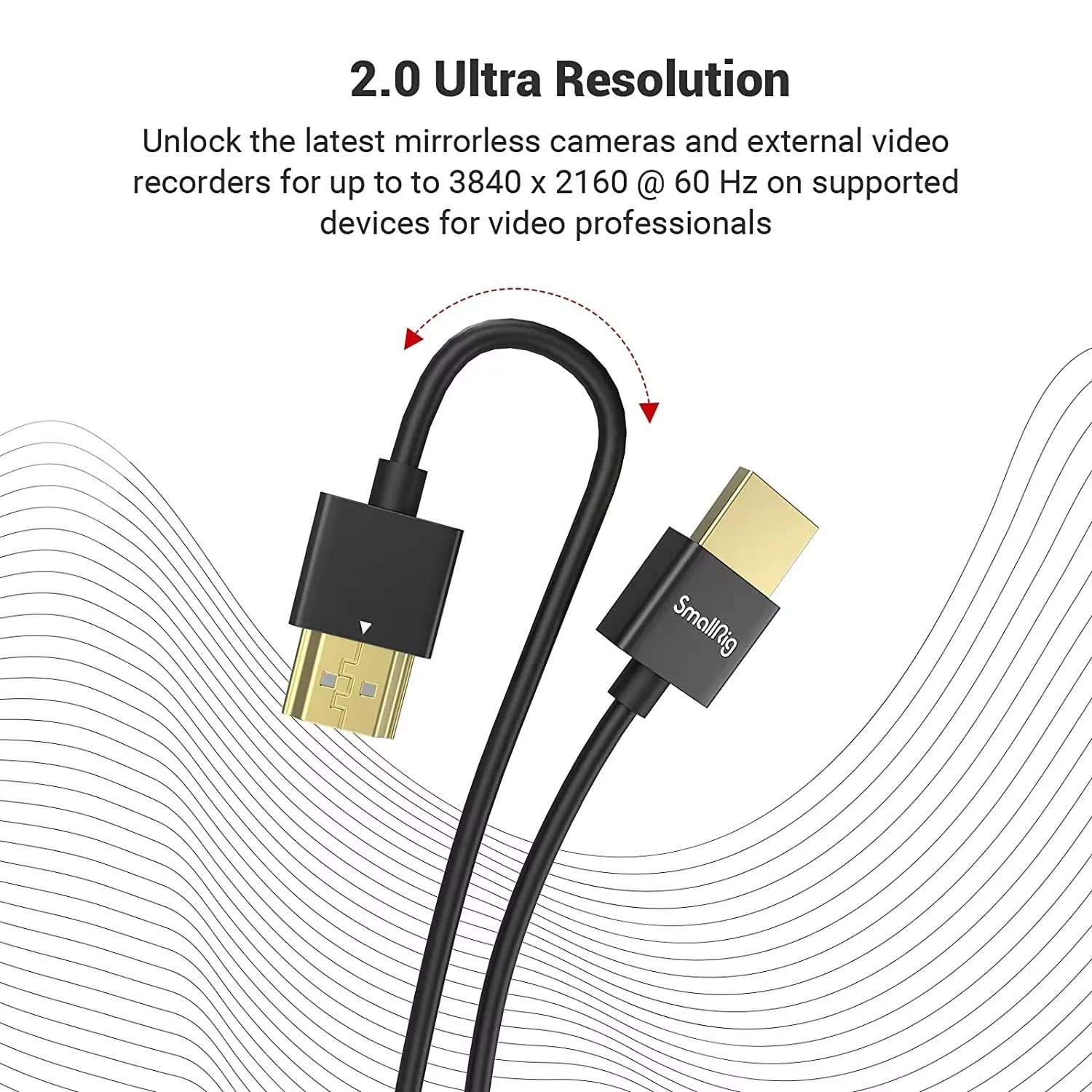 SmallRig Ultra Slim High Speed 4K Mini -Sized to Full-Sized Cable C to A /D to A/35cm/ 55cm For Sony/For Nikon/For Canon