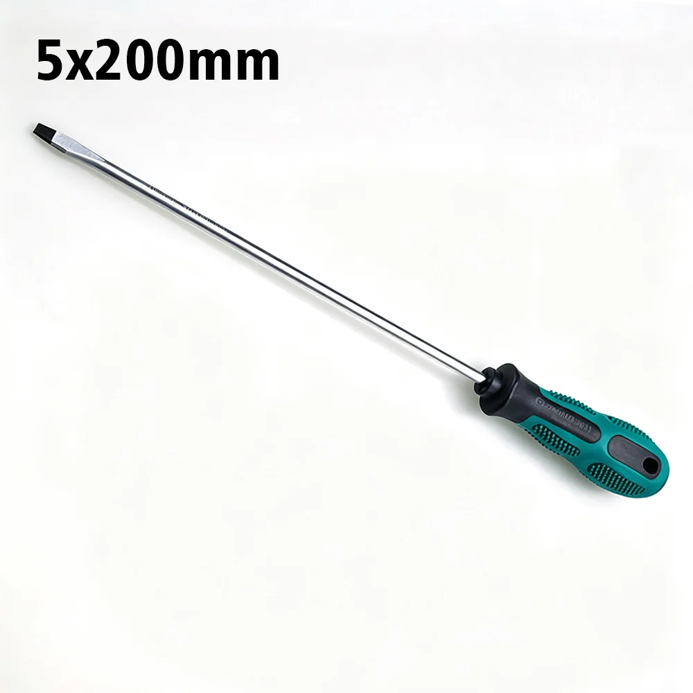 Extended Shaft Flathead Screwdriver, 20cm shaft length, suitable for home maintenance and vehicle repair, household essential