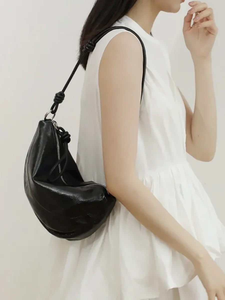 Cow Leather Dumpling Bag Shoulder Bag Handbag for Women's Large Capacity Crossbody Bags Cowhide 2026 Top-grain Leather