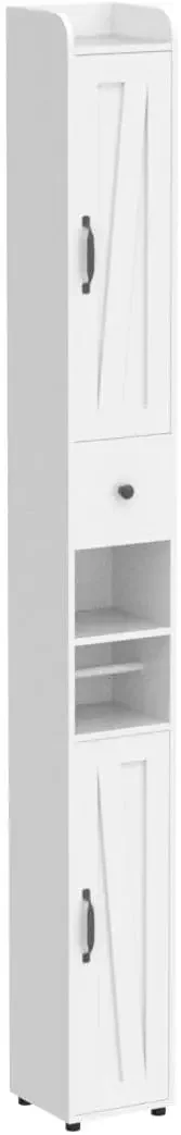 Bathroom Cabinet with Adjustable Shelf, Storage Cabinet for Small Space, Tall Cabinet with Retractable Toilet Paper Rod