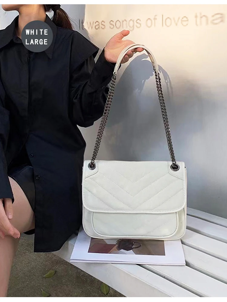 Luxuriöse Echtleder-Umhängetasche Hochwertige Luxusmarke Damen Einzel-Schultertasche Retro Plissierte Niki-Ketten-Hobo-Tasche – Detail 20