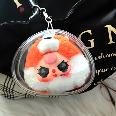 투명한 야외 인형 파우치, 만화 봉제 인형 운반 보호대, 카와이 투명 보관, 10cm 봉제 가방, 새로운 스타일