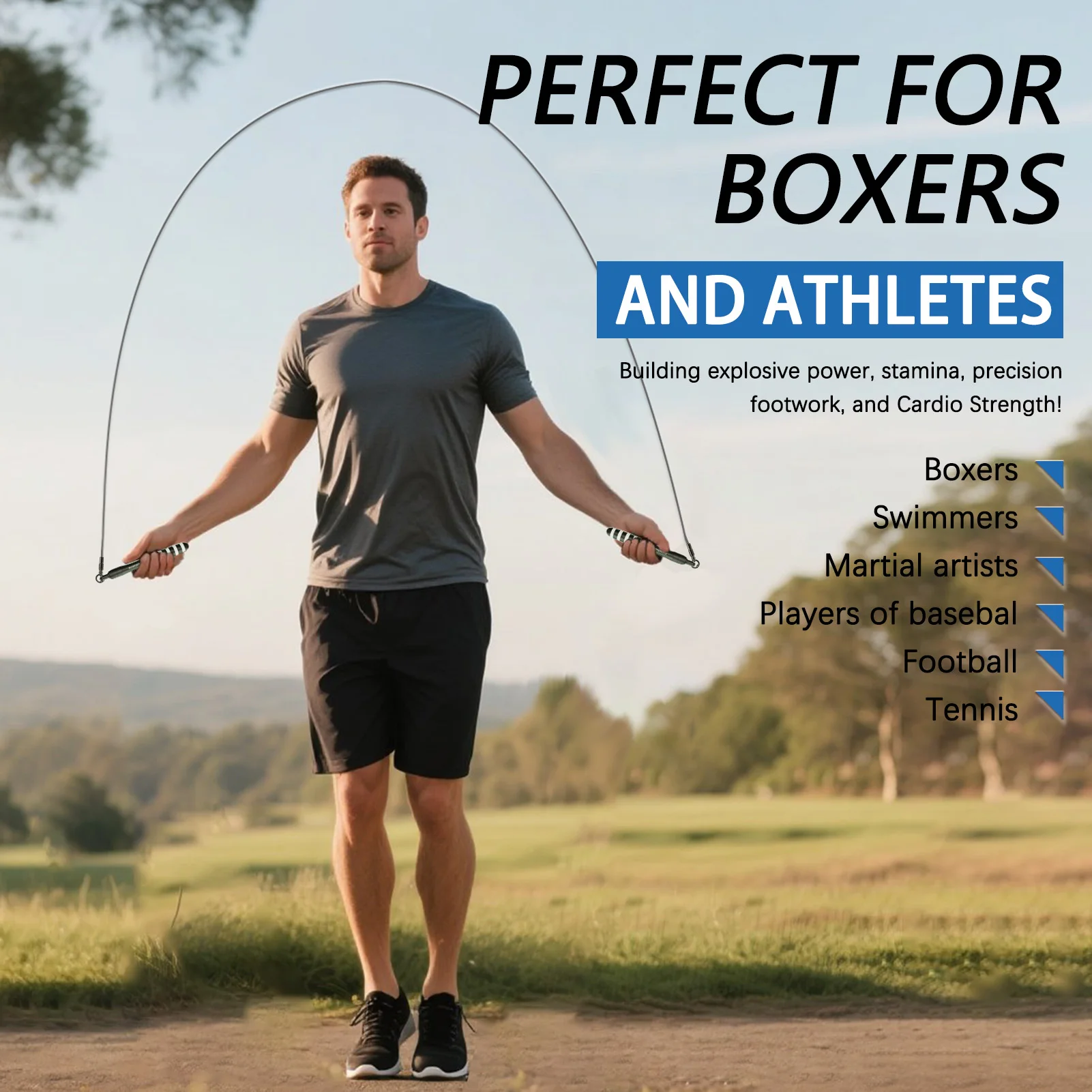MOGOLD Premium Jump Rope Metal Wire Non-slip Handles Fitness Weight Loss Essential for Active Lifestyle gallery 5