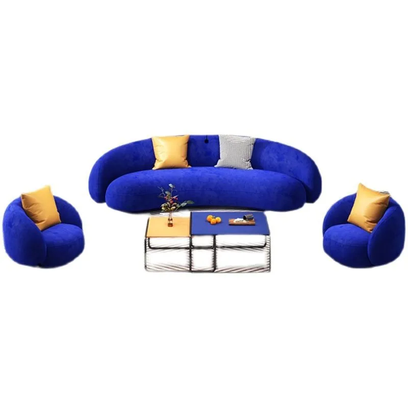 

Klein blue fabric sofa modern light luxury hotel lobby sales office lobby curved single double