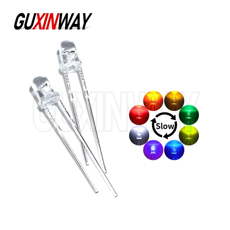 50 قطعة F3 F5 3 مللي متر 5 مللي متر RGB 7 لون فلاش سريع/فلاش بطيء LED صمام ثنائي باعث للضوء (LED) 3 مللي متر RGB 7 لون فلاش سريع LED فلاش بطيء