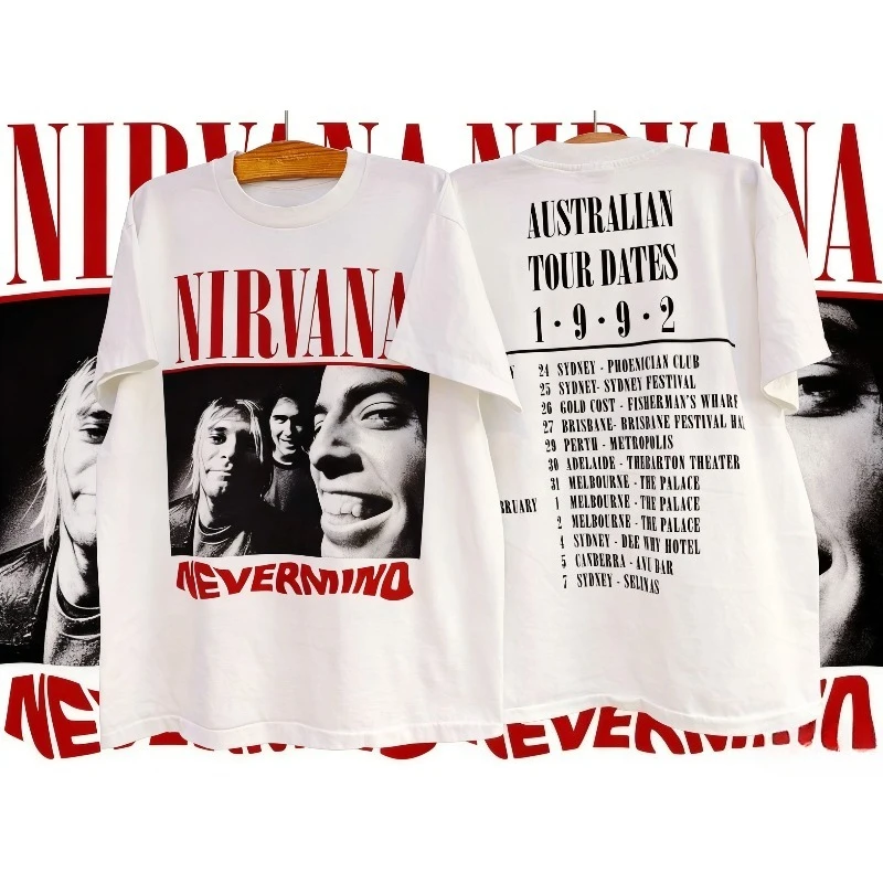 2025 الصيف نيرفانا الفرقة كورت كوبين خمر الأمريكية ريترو روك قصيرة الأكمام الرجال 100% القطن الخالص تي شيرت مطبوع