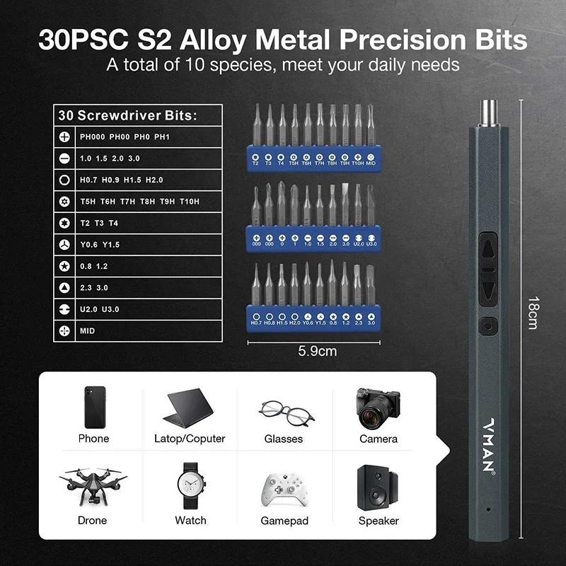 TE-1806 Electric Screwdriver Set Multi-functional for Phone Camera Laptop Watch Repair Precision Screwdriver Kit