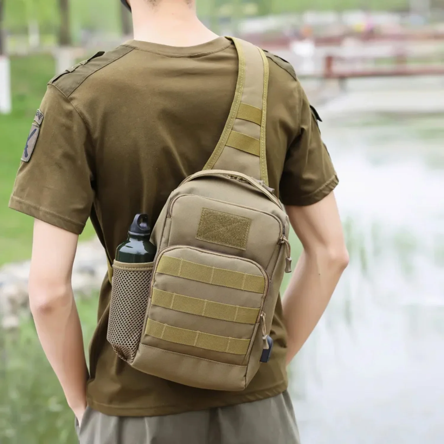 

USB Tactical Chest Sling Backpack Handbag Men Outdoor Sports Fishing Pure Hiking Travel Hunting Camping Shoulder Men Bags