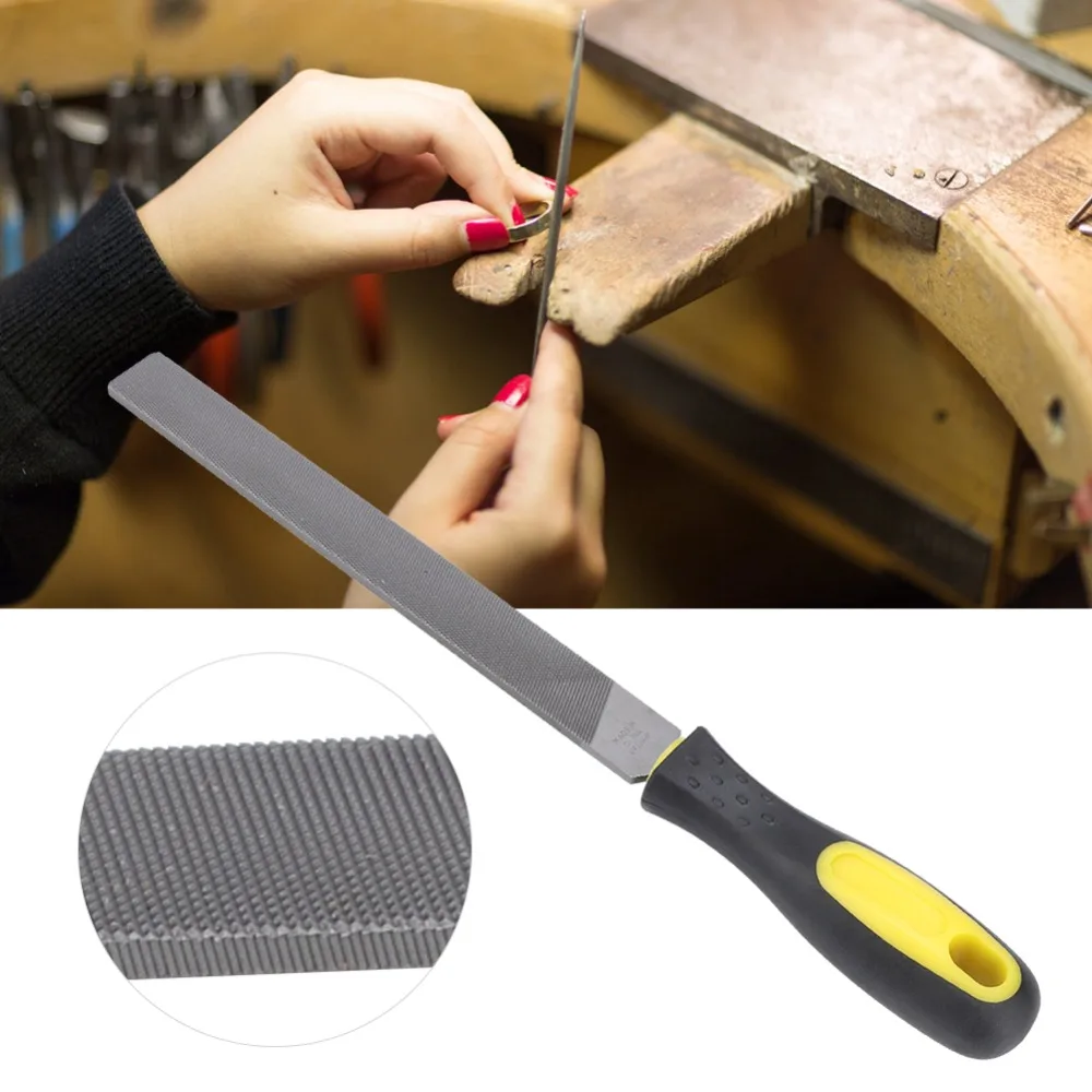 Durable High Carbon Steel Flat Mill File Carbon Tool Steel Practical Sharpening File Non-Slip Handle Ergonomic Handle Wood File