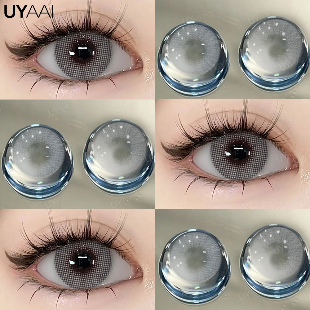 UYAAI 1 Paar farbige Kontaktlinsen für Augen, natürliche Modelinsen, graue Schönheit, Schüler, blaue Augenlinsen, Kosmetik, weiche Linsen – Detail 11