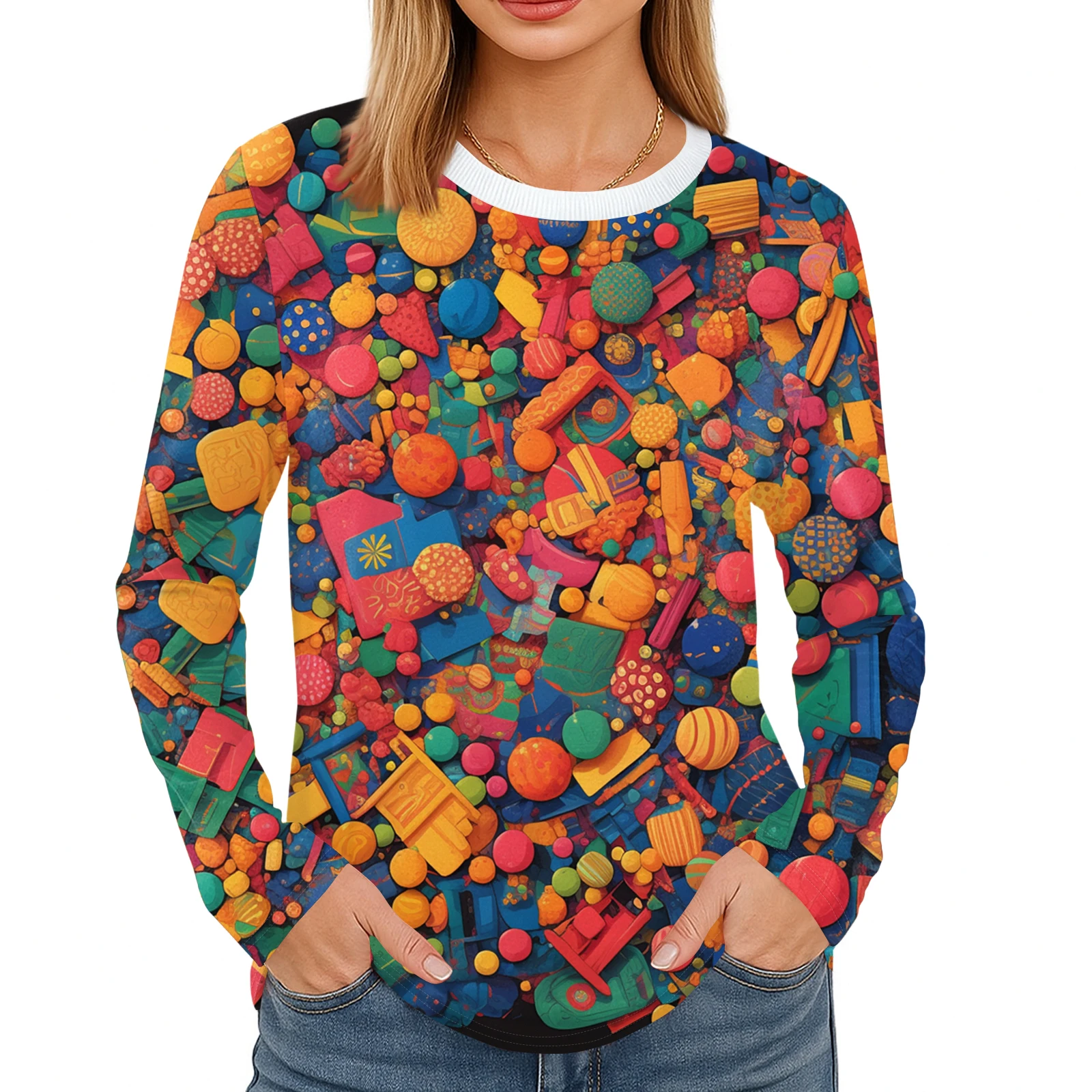 Camiseta de cuello redondo para mujer, jersey básico de talla grande, Tops de carnaval con estampado bonito, uniforme de enfermera holgado y cómodo informal