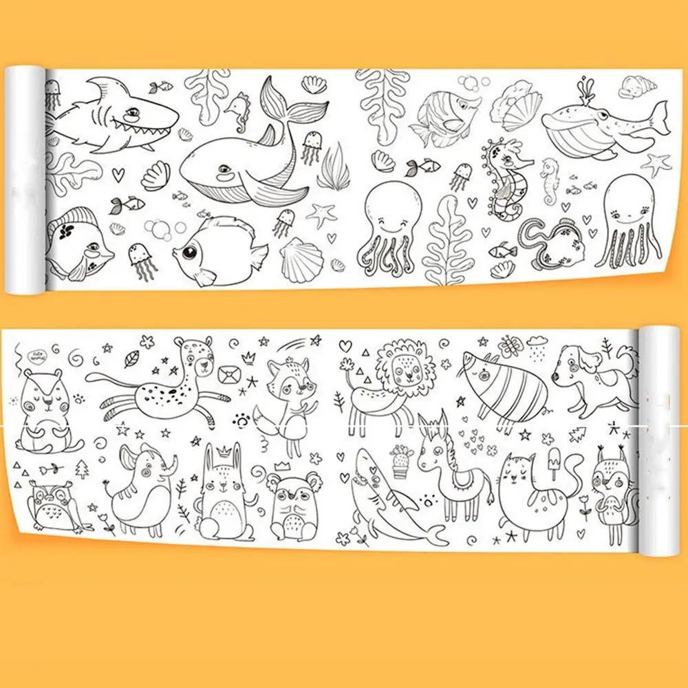 Rotoli di graffiti Giocattoli da colorare Scorrimento da disegno per bambini Riempimento di colore Rotolo di carta Rotolo da disegno per bambini Pagine da colorare vuote