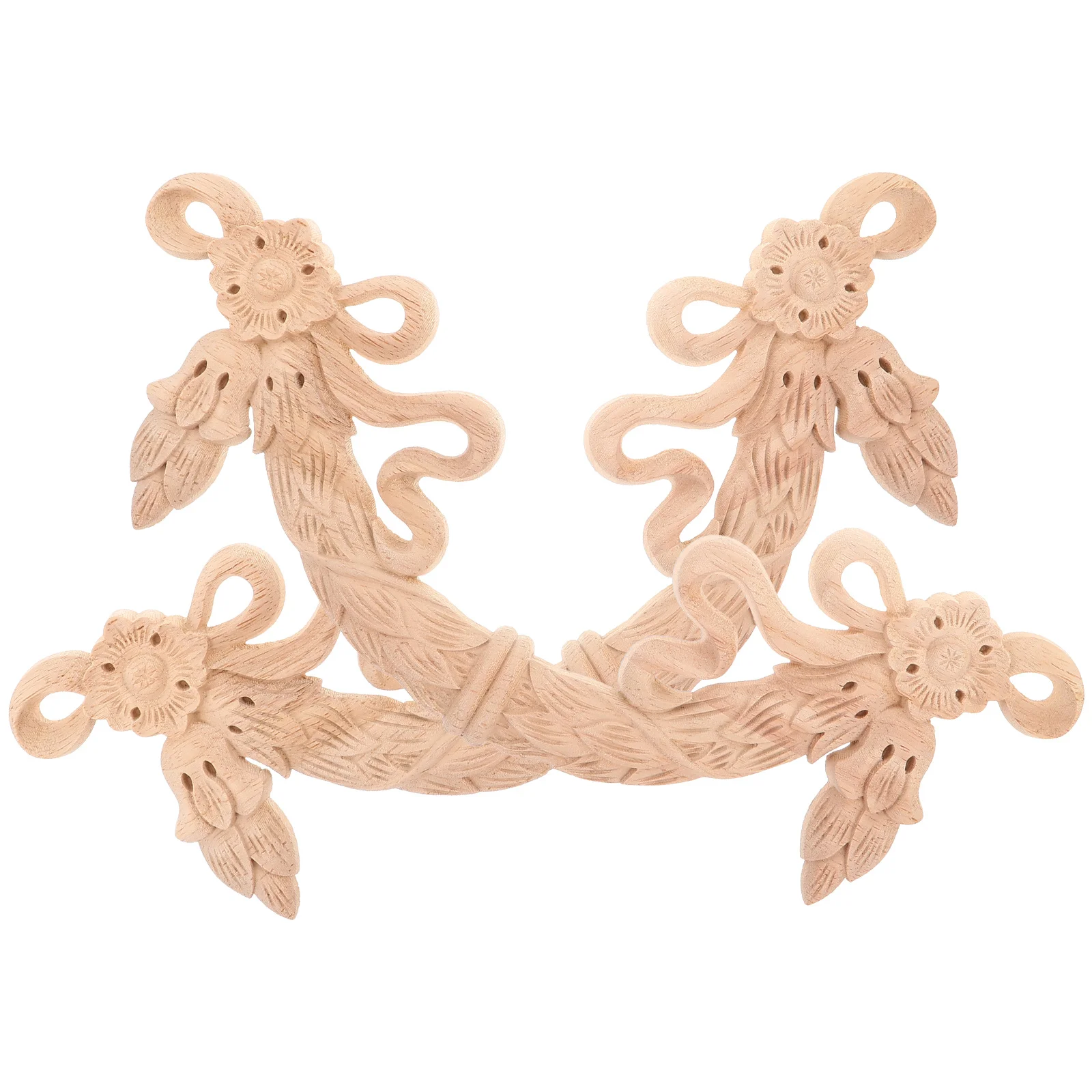 2 قطعة الخشب المنحوت يزين 32X10 سنتيمتر زهرة نمط النمط الأوروبي Onlays لخزانة باب تقليم زخرفة الأثاث الخشب #2