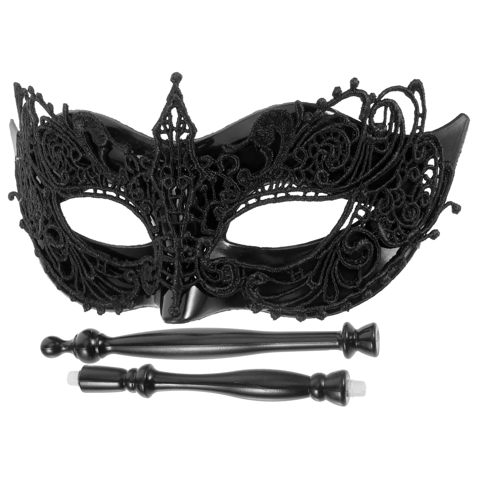 

Stylish Masquerade Mask with Stick for Women Half Veil Mardi Gras Ball Party Halloween Photo Prop Cosplay