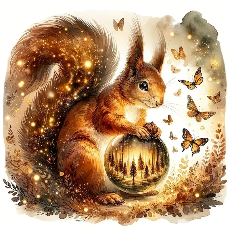 

GATYZTORY 5D DIY Diamond Embroidery Squirrel Animal Picture Rhinestones Diamond Mosaic Flower Painting Home Decor