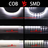 COB LED Strip Light High Density Linear Lighting 480/528Leds/m Flexible Tape Warm Natural White Red Blue Green Decor DC12/24V 4