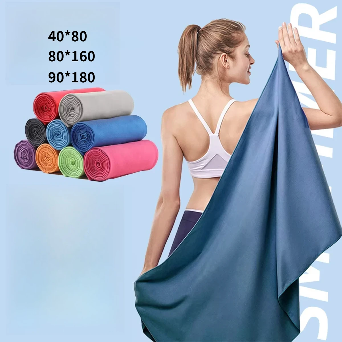 Microfiber Quick Dry Gym Towel Silver ION OdorFree Absorbent Fiber Fast Drying Workout Gear for Body Sweat Working Out Towels