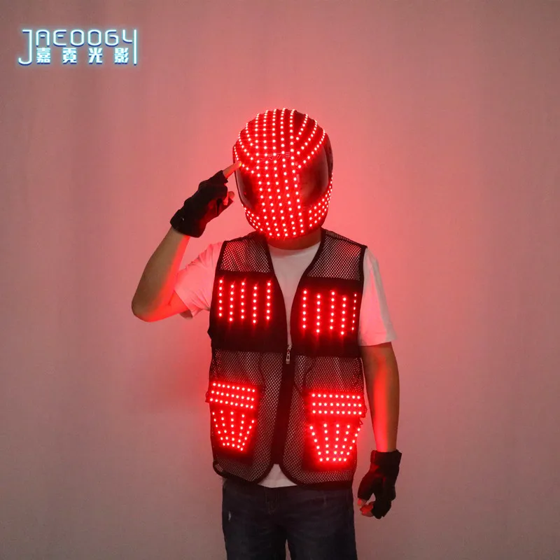 New LED fluorescent clothing, luminous helmet, party robot set, DJ stage performance props, role-playing clothing