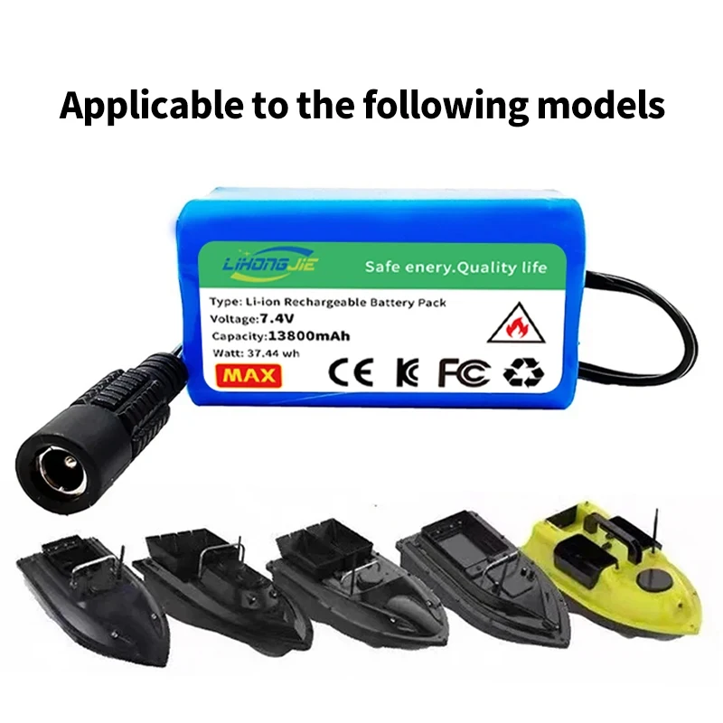 2024 Upgrade 7.4V 12800mAh Battery For T188 T888 2011-5 V007 C18 H18 So on Remote Control RC Fishing Bait Boat Parts