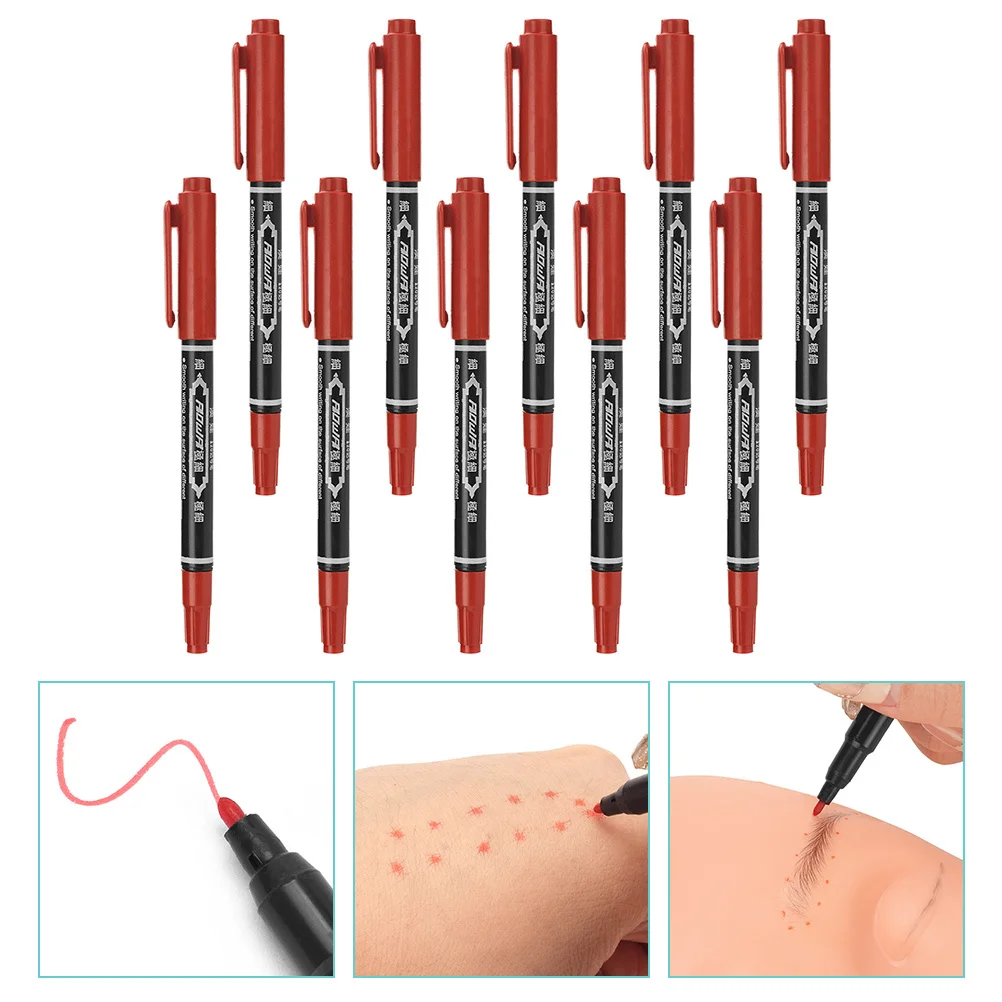 

10 шт., маркер для татуировки, водостойкая масляная ручка для маркировки кожи, татуировки бровей, инструмент для маркера положения микроблейдинга